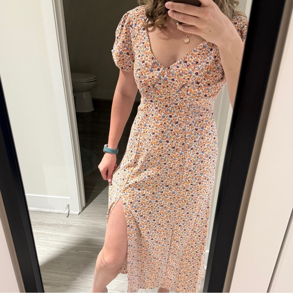 Ryal Dress- Pink Floral Midi Dress